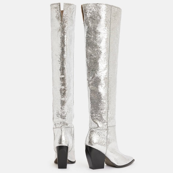 ALL SAINTS Leather OTK Boots - Picture 6 of 14